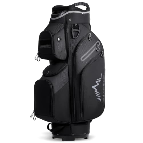 uniHimal Golf Cart Bag, 15 Way Organizer Divider Top with Handles | 15 Separate Compartments,Extra Storage Pockets,Rain Cover,Comfortable carry handles,Tough Abrasion‑Resistant Materials - color: Black