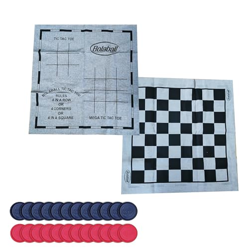 Bolaball Outdoor Giant Games Bundle Giant Wooden Dice Set + 3-in-1 Tic Tac Toe & Jumbo Checkers Game Set