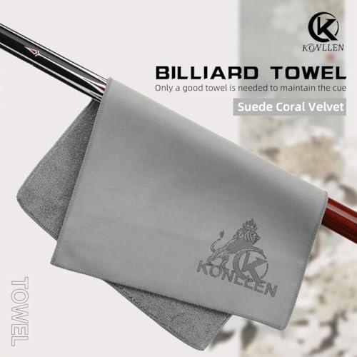 KONLLEN Billiards Billiard cue Towel - 100% Cotton Black 8-Ball Pool Cue Clean Towel Maintenance Accessories Cleaning Set Shaft Wax + Cleaning Powder + - color: Gray