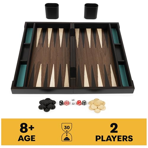 Spin Master Games Legacy Deluxe Wooden Backgammon Classic 2-Player Original Board Game Set with Cups and Dice, for Kids and Adults Aged 8 and up - color: Backgammon