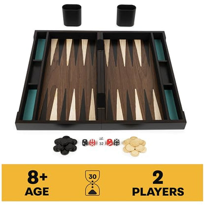 Spin Master Games Legacy Deluxe Wooden Backgammon Classic 2-Player Original Board Game Set with Cups and Dice, for Kids and Adults Aged 8 and up - color: Backgammon
