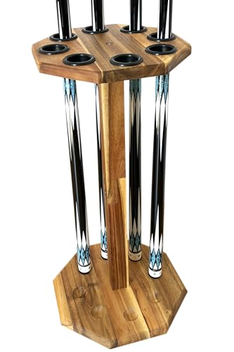 Freestanding Billiard Cue Rack, Pool Table Accessories Hold 8 Cues, Pool Cue Stick Holder, Wooden Floor Stand Pool Cue Holder for Billiard Game Room (Brown) - color: Brown