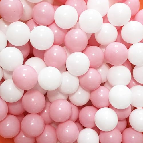 MoonxHome Ball Pit Balls for Toddlers, BPA Free Crush Proof Plastic Toy Balls for Ball Pit, Children's Pool Water Toys, Macaron Ocean Balls for Play Tent 2.15 Inch Pack of 100 200 500 800 1000 - color: Mcr-white&pink