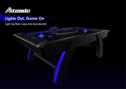 Atomic 90” Indiglo LED Light Up Air Hockey Table – Fully Illuminated Arcade Style Table with LED Scoring, Light Up Pucks & Pushers, in‑Rail Lighting and Music