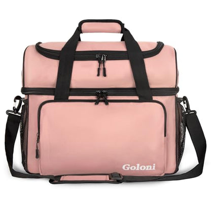 Goloni 2 Balls Bowling Bag with Ball Holder - Fits Bowling Shoes Up to Mens Size 16 and Accessories - color: Flesh Pink