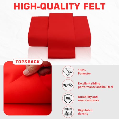 Pool Table Felt Cloth Billiard Cloth with 6 Pcs Cloth Strips and Staple Remover Pool Table Felt Replacement Kit Parts - color: Red, size: 8.5ft