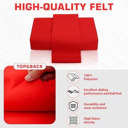 Pool Table Felt Cloth Billiard Cloth with 6 Pcs Cloth Strips and Staple Remover Pool Table Felt Replacement Kit Parts - color: Red, size: 8.5ft