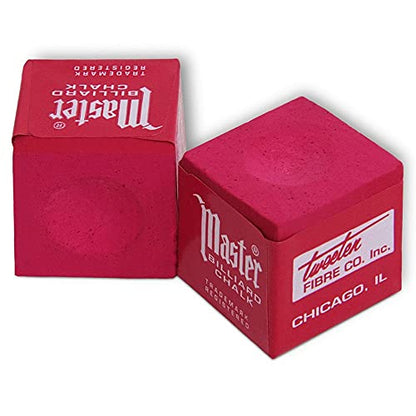 Master Billiard Pool Cue Chalk Premium Quality - 1 Dozen - Made in The USA + 2 pcs of Quality Billiard Pool Table Spots by Tweeten Fibre Co. - color: Red