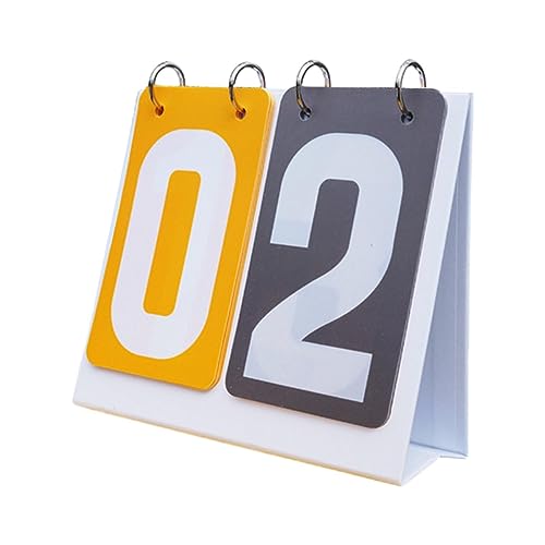 Sports Scoreboard Flip Number Portable Tabletop Score Board Score Counter Flippers Scorekeeper Water Resistant Materials Suitable for Coaches Indoor - color: Yellow Grey