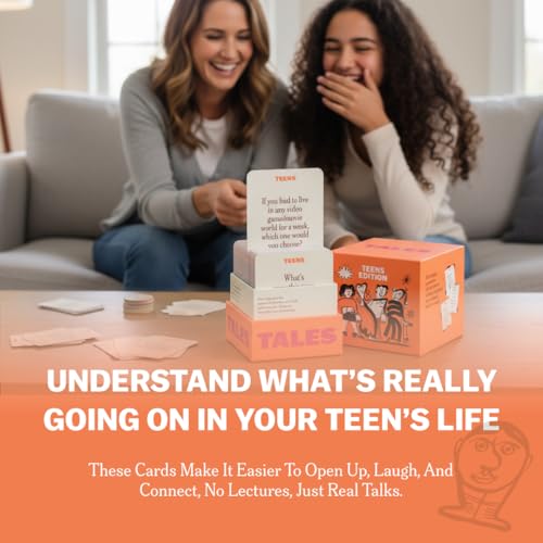 TALES 150 Conversation Cards, Teens Edition, Fun Family Games for Teens, Perfect for Dinners, Road Trips, Classrooms & Game Nights, Gifts & Gatherings, Conversation Starters to Spark Creativity - color: Teens Edition