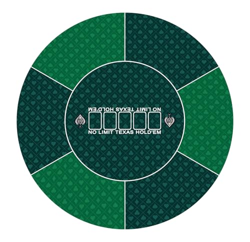Round Poker Mat,39/47/55/63 inch 6-10 Person Texas Poker Rubber Mat, Foldable Tabletop, Portable Poker Tabletop, Suitable for Poker Games, Blackjack, Casino Layout(Green 120 * 120CM) - color: Green-120cm, size: 120*120cm