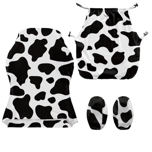Cow Print Universal Gaming Chair Cover with Armrest Covers Soft Stretchable Gaming Chair Slipcover Breathable Non Slip Computer Reclining Protector Fits Most Office/PC Chairs Gamer Room Deco - color: Cow Print