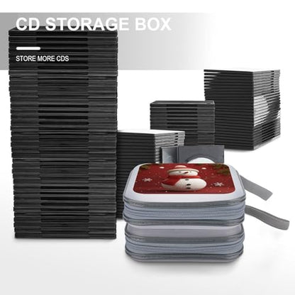 Cute Snowman Golf Ball-shaped Head CD Case DVD Storage Case Portable for Car Home Travel