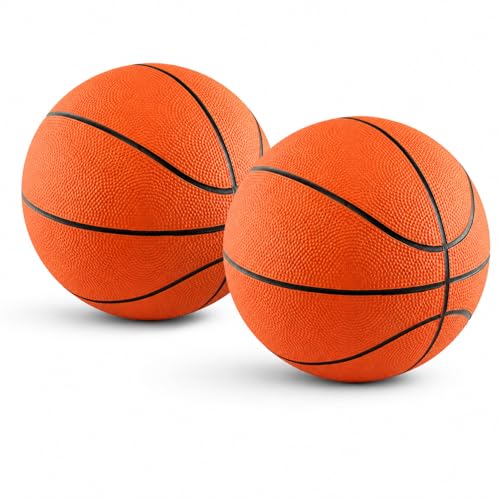 The Dreidel Company 7" Mini Rubber Basketball for Kids – Size 3 Youth Indoor Outdoor Basketball with Easy Grip Pebbled Texture for Mini Hoops, Toddlers and Beginner Ballers - size: 2-Pack