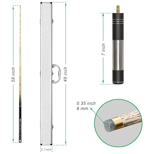 HomeSeason 57inch Snooker Cue Stick 18oz 3/4 Jointed Pool Cue, with Extension, Cue Case, Durable Ash Wood and Red Maple Construction Billiards Cue - color: HSS03