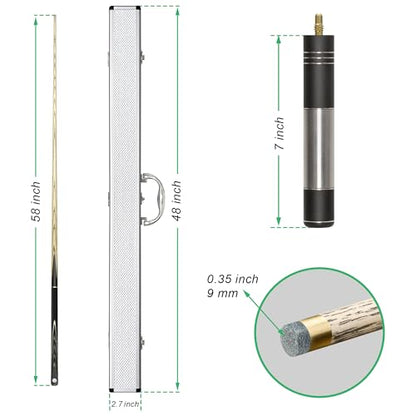 HomeSeason 57inch Snooker Cue Stick 18oz 3/4 Jointed Pool Cue, with Extension, Cue Case, Durable Ash Wood and Red Maple Construction Billiards Cue - color: HSS03