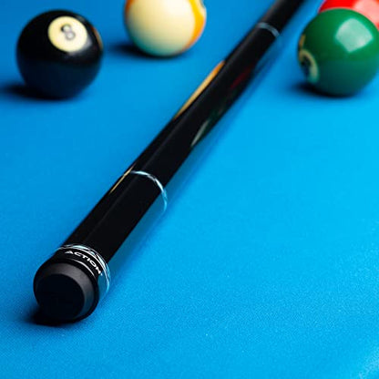 Action VAL26 Value Series Pool Cue - 58" Cue - Hard Maple Shaft with 13mm Boar Skin Tip - Black with Silver Rings - size: 20oz