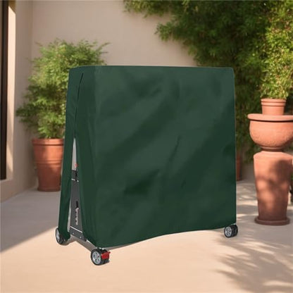 Table Tennis Cover, Indoor Waterproof Dustproof Sunscreen Ping Pong Table Cover Fits Folding Tables All Weather Protection 5.4*2.3*6.1ft（Green）