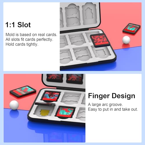 QuoLumPIA 24 Switch Game Card Case for Nintendo Switch 2/OLED/Lite - Holds 24 Cartridges & 40 SD Cards, Compact Storage, Portable Travel Essential, Gift, Hard Shell, Silicone Lining, Magnetic closure - size: 24