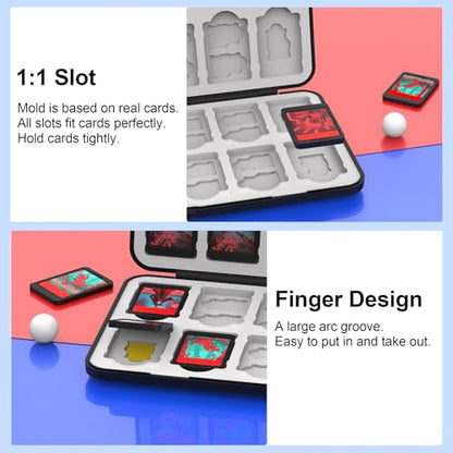 QuoLumPIA 24 Switch Game Card Case for Nintendo Switch 2/OLED/Lite - Holds 24 Cartridges & 40 SD Cards, Compact Storage, Portable Travel Essential, Gift, Hard Shell, Silicone Lining, Magnetic closure - size: 24