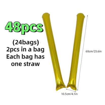 48pcs Round Head Boom Sticks Thunder Sticks Cheering Sticks Team Spirit Plastic Cheerleading Spirit Stick Clapper Inflatable Noise Maker Sports Supply (Golen) - color: Golen