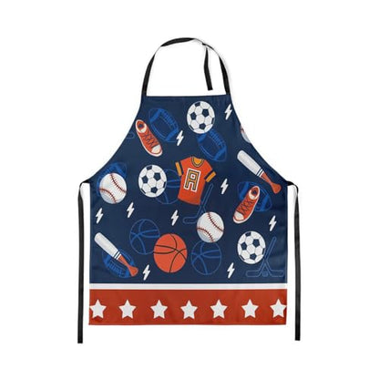 Manfei Ball Sports Kids Kitchen Apron - color: Dark Blue Orange