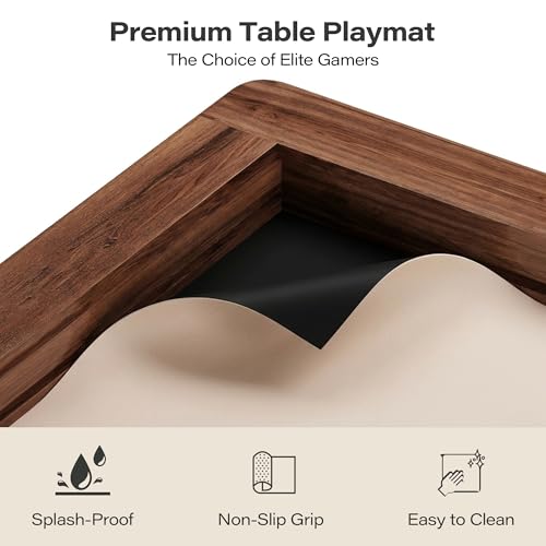 LAUSAINT HOME Board Game Table with Removable Table Top, 54” x 31” Play Area, Gaming and Dining Table with EVA Play Mat, Detachable Cup Holders and Trays for 6 Players, for Card, DND and Poker, Walnut - size: REC Table