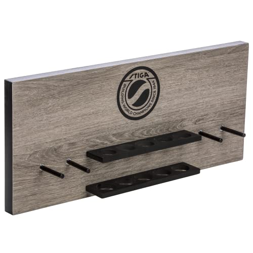 STIGA Ping Pong Storage Wall Rack | Holds Up to 10 Balls and 6 Paddles | Easy Mount for Any Flat Surface - color: Brown
