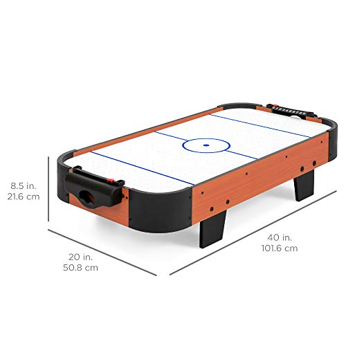 Best Choice Products Portable Tabletop Air Hockey Table for Game Room w/ 100V Motor, Electric Fan, 2 Strikers, 2 Pucks - color: Light Brown