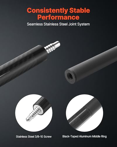 VEVOR Pool Cue, Pool Stick, 58 inch Billiard Pools Cue Stick with Multi-Layer Tip & ABS Connection Ring, Cues Sticks for Professional Pool Table, Bar, Home, Office - style: 1 Piece Pool Stick