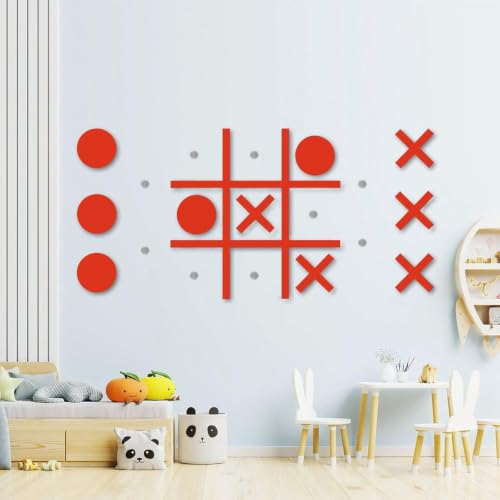 Magnetic Tic Tac Toe Wall-Mount Game,Game Room Decor,Hallway Decor,Playroom Decor,Modern Wall Decals for Kids Room,Classroom&Offices(Orange) - color: Orange Tic Tac Toe Games