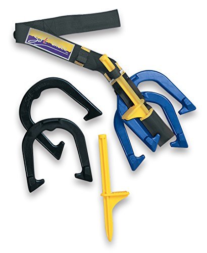 Horseshoes -Classic- Portable W - 3 FT Carry Strap 4-Numbered Rubber Horseshoes and 2-Step-in-Pegs By: Saturnian I Tail Gate,Parks,Picnics,Back Yard