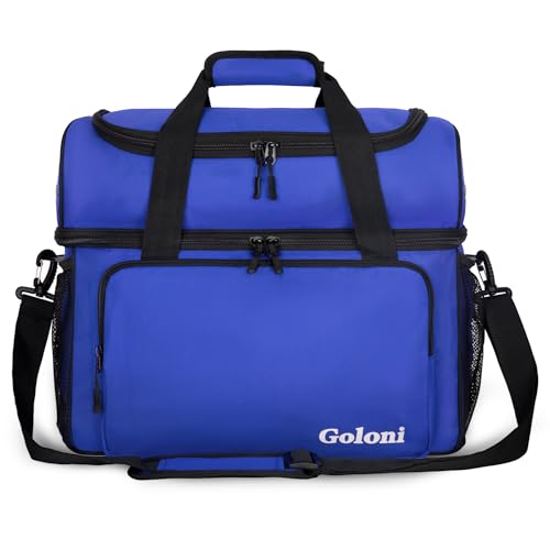 Goloni 2 Balls Bowling Bag with Ball Holder - Fits Bowling Shoes Up to Mens Size 16 and Accessories - color: Blue