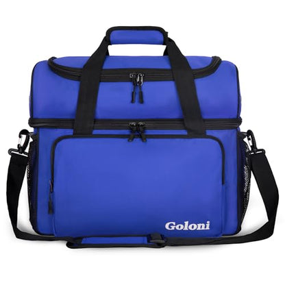 Goloni 2 Balls Bowling Bag with Ball Holder - Fits Bowling Shoes Up to Mens Size 16 and Accessories - color: Blue
