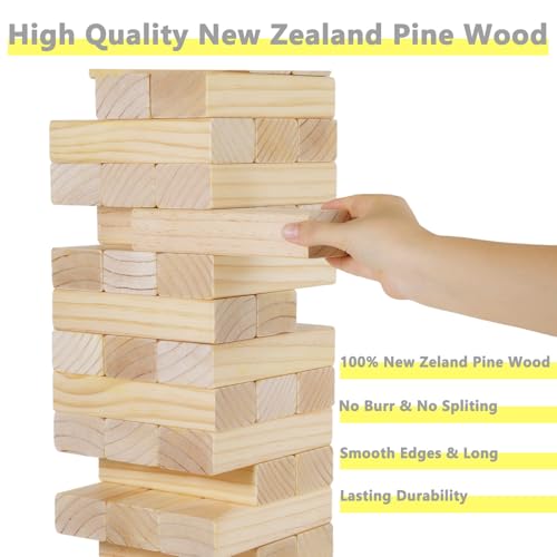 GOROCK Jumbo Tumble Tower,60pcs Large Classic Giant Indoor Outdoor Game for Kids and Family,Stack Over 5Ft Wooden Blocks Party Game at Backyard Lawn with Friends On Holiday - size: XL-Over 5 FT