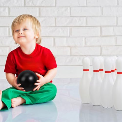 Toddmomy Small Bowling Set 10 Plastic Bowling Pins and 2 Balls Mini Game for Kids Indoor Outdoor Game for Family Play Motor Skills Activity