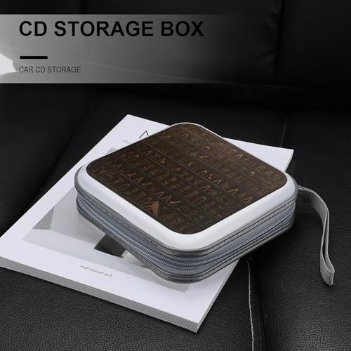Ancient Egyptian Hieroglyph Portable CD Case Holder,DVD Wallet Holder 40 Capacity CD Cases Storage DVD Book Binder for Car Home Travel - color: Ancient Egyptian Hieroglyph