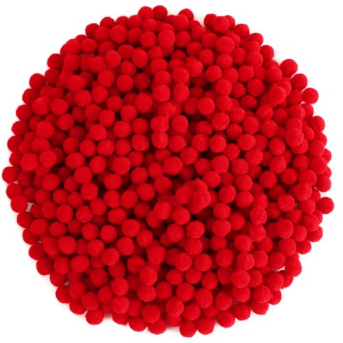 SEPGLITTER 1000 Pcs Mini Christmas Red Pom Poms Puff Balls for Crafts | 1cm Mini Size, Red Puff Balls, DIY Crafts Making, Handmade Projects, Halloween Valentines Party Supplies Decorations - style: Red Style
