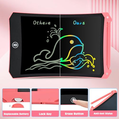 cimetech Toddler Girl Gifts, LCD Writing Tablet 2 Pack, Kids Toys for 3 4 5 6 Year Old Boys, 8.5 Inch Drawing Pad Painting Coloring Books, Travel Essentials Activities, Birthday Gifts Toddler Age 1-3 - color: 8.5'' Blue & Pink