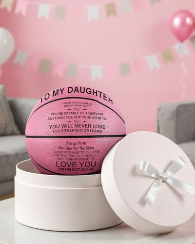 KAAYEE Engraved Basketball for Grandson, Engraved Basketball for Son from Mom Dad, Personalized 29.5" Basketballs Gifts, Custom Christmas Birthday Graduation Back to School Gift for Son from Mom Dad - color: Pink-Mom to Daughter
