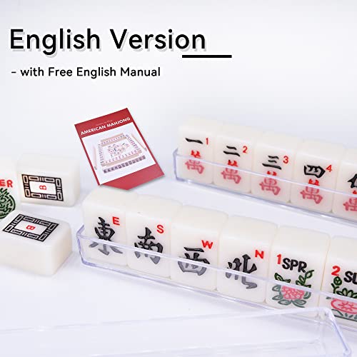 drizzle Travel Mini American Mahjong Set - 166 White Tiles Includes Jokers 0.8" White Melamine Material - with Racks Instructions and Panda Bag 2.20 Pounds - color: Panda, size: 20MM-Mahjong