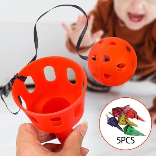 Colaxi 5Pcs Outdoor Tetherball Catch Game Set Lightweight Ball Catching Cup Catch Game for Camping School Children Yard