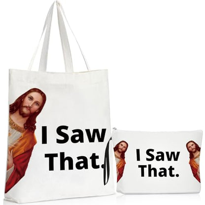 Sieral 2 Pcs Animal Lover Bag Gift for Women Travel Canvas Tote Portable Zipper Pouch Canvas Reusable Grocery Tote - style: I Saw That