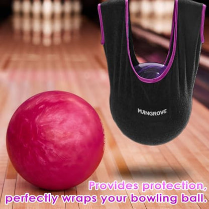 Mangrove Bowling Ball Polisher, Microfiber Bowling Towel See-Saw for Bowlers, Large Washable Bowling Shammy Seesaw, Ball Cleaner Holder Bag - color: Pink