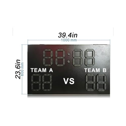 33W Wall-Mounted Electronic Scoreboard, 8 Inch Led Digital Water Proof Score Display with Remote Control, 60° Viewing Angle, for Basketball, Football, Tennis