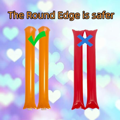 48pcs Round Head Boom Sticks Thunder Sticks Cheering Sticks Team Spirit Plastic Cheerleading Spirit Stick Clapper Inflatable Noise Maker Sports Supply (Orange) - color: Orange