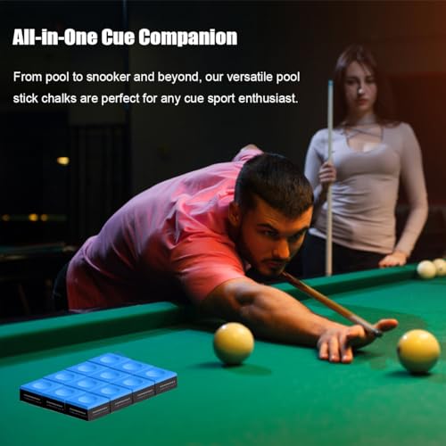 Billiard Cue Chalk, 12-Pack of Pool Cue Chalks, Billiard Pool Table Accessories for Home/Tournament Use (4 Colors Pool Chalk Available)