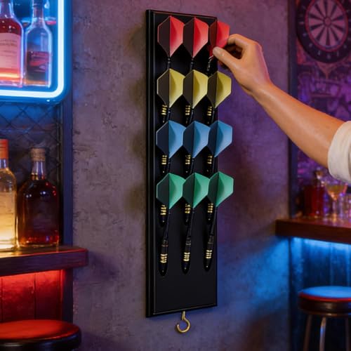 Darts Caddy Wall Mounted Dart Holder Wooden Storage Rack for Home Bars Offices Game Rooms Recreation Areas Tournament Organization 15.75 Inch Stylish Durable Accessory