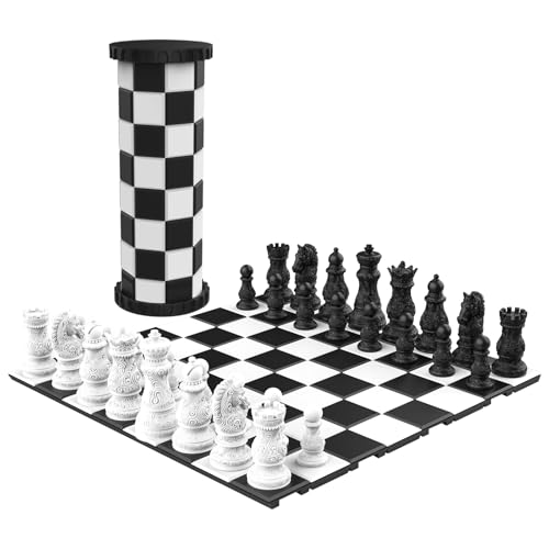 Magnetic Chess Game, 9.2" Portable Travel Chess Set with Rollable Chess Board, Cylinder Storage Strong Manget for Kids & Adults, Foldable Family Board Game for Camping, Travel, School, Gift - size: Standerd (9.2" *9.2")
