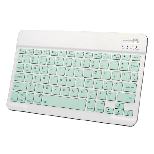 Slim Mini Wireless Portable Bluetooth Rechargeable Keyboard for Apple iPad iPhone Samsung Tablet Phone Smartphone Fire HD 10 Max 11 iPadOS iOS Android (10 Inch Green) - color: 10 Inch Green